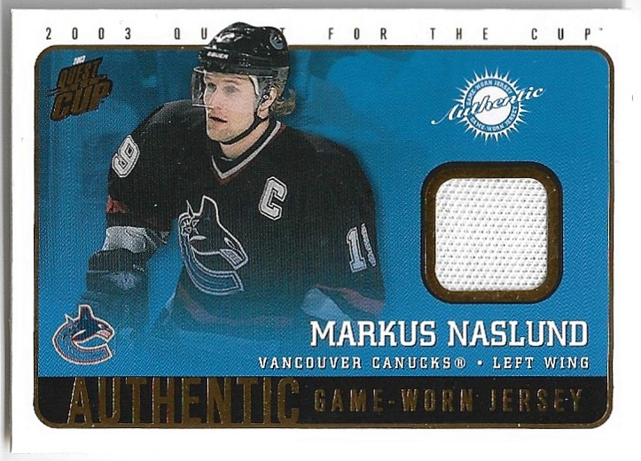 Jersey Authentic Game-Worn MARKUS NASLUND 02-03 Pacific Quest for the Cup