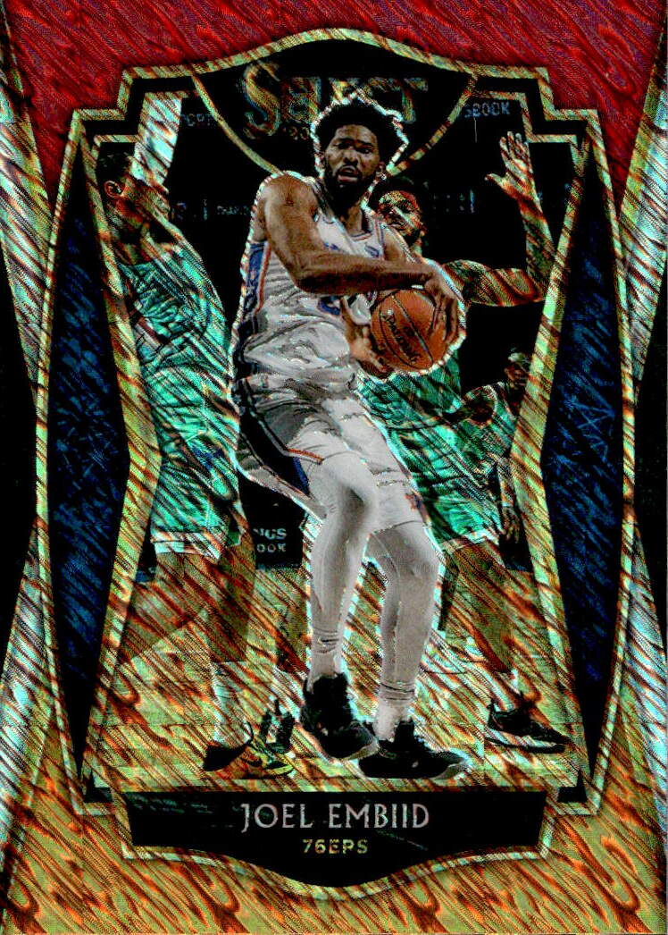 Premier Level Red White Orange Shimmer Prizm JOEL EMBIID 20-21 Panini Select