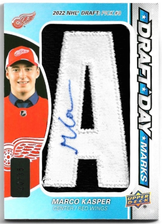 Auto Patch Rookie Draft Day Marks MARCO KASPER 23-24 UD SP Game Used /35