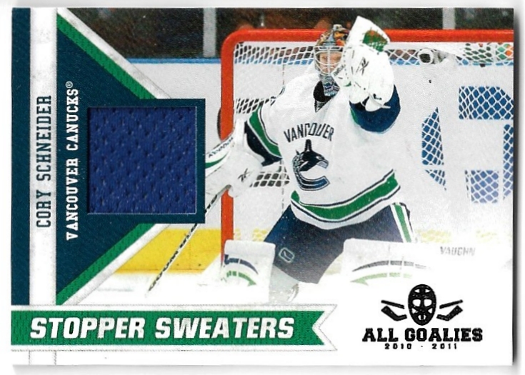 Jersey Stopper Sweaters CORY SCHNEIDER 2011 Panini All Goalies