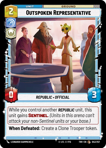 OUTSPOKEN REPRESENTATIVE - Unlimited Twilight of the Republic