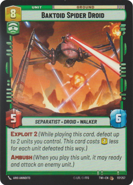 Foil - BAKTOID SPIDER DROID - Unlimited Twilight of the Republic