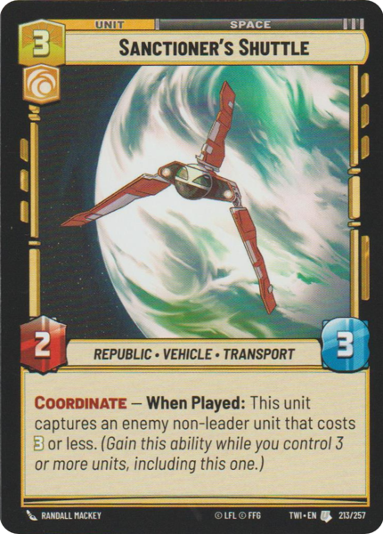 Foil - SANCTIONER'S SHUTTLE - Unlimited Twilight of the Republic