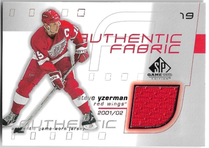 Jersey Authentic Fabrics STEVE YZERMAN 01-02 UD SP Game Used Edition