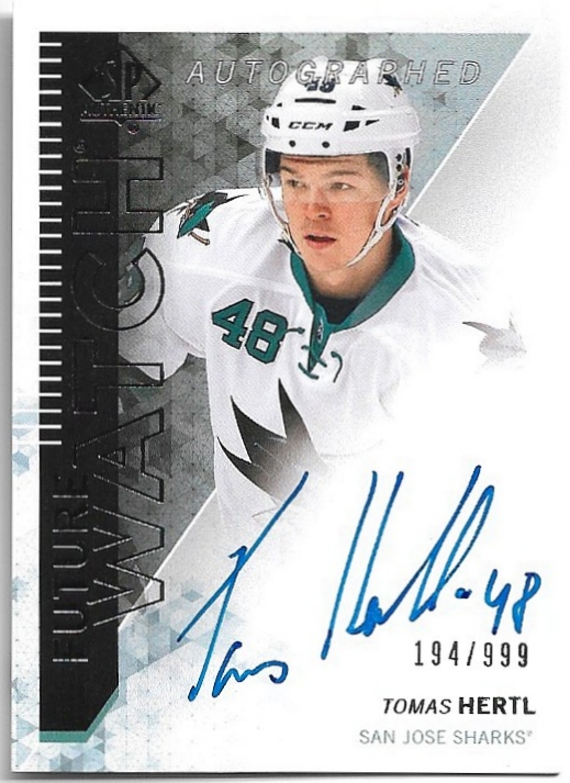 Auto Rookie Future Watch TOMÁŠ HERTL 13-14 UD SP Authentic /999