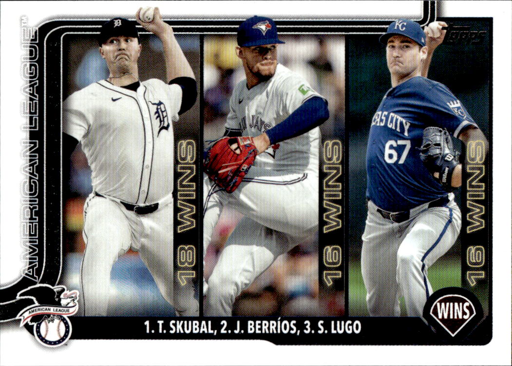 Wins Leaders TARIK SKUBAL/JOSE BERRIOS/SETH LUGO 2025 Topps Series 1 Baseball