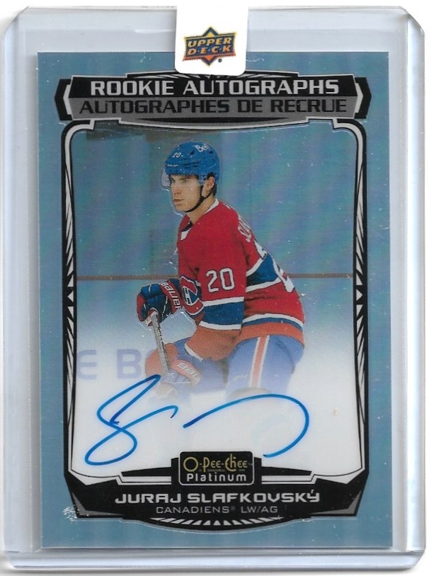 Auto Rookie Rainbow JURAJ SLAFKOVSKÝ 22-23 UD O-Pee-Chee OPC Platinum (chybějící barva na kartě z výroby)