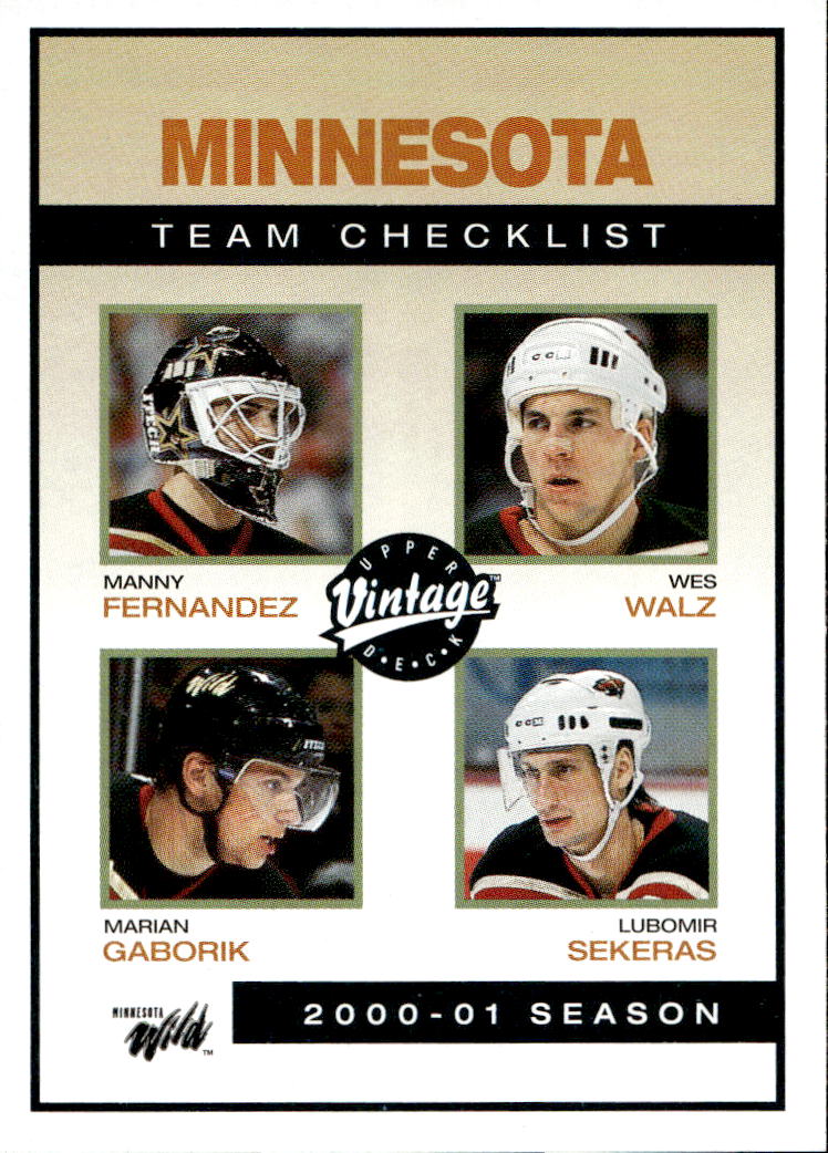 Team Checklist MANNY FERNANDEZ/WES WALZ/MARIÁN GÁBORÍK/LUBOMÍR SEKERAŠ 01-02 UD Vintage