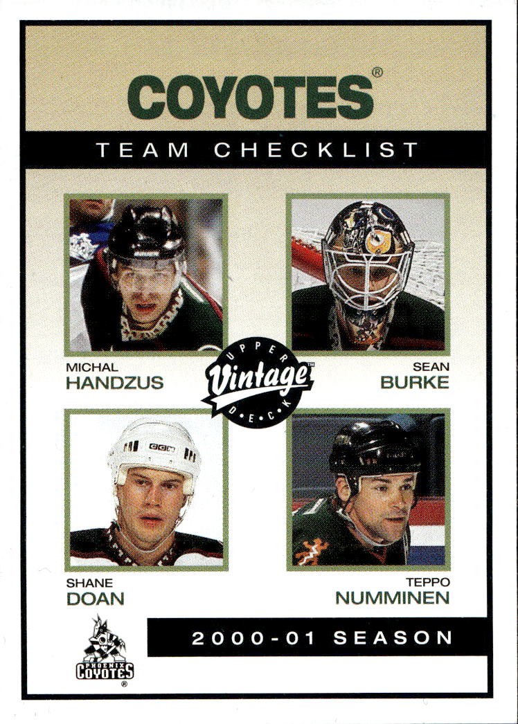 Team Checklist MICHAL HANDZUŠ/SEAN BURKE/SHANE DOAN/TEPPO NUMMINEN 01-02 UD Vintage