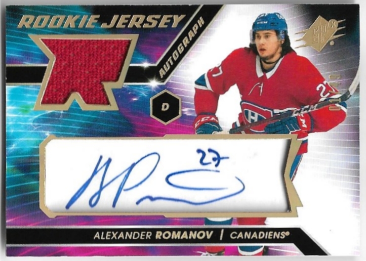 Rookie Jersey Spectrum Autograph ALEXANDER ROMANOV 20-21 UD SPx /49