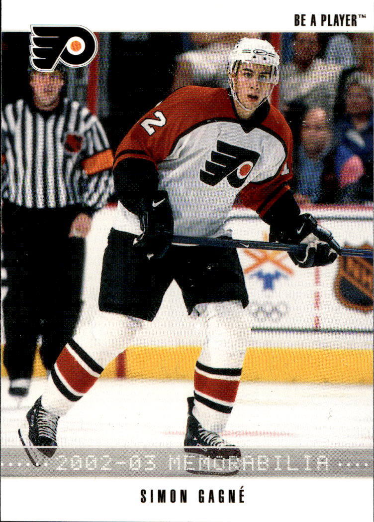 SIMON GAGNE 02-03 In the Game Be A Player Memorabilia (barva na kartě)