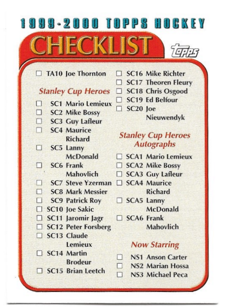 Checklist 99-00 Topps