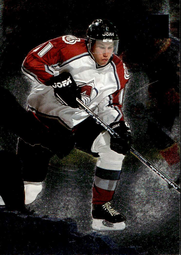 PETER FORSBERG 95-96 Fleer Metal (lehce světlé zadní hrany)