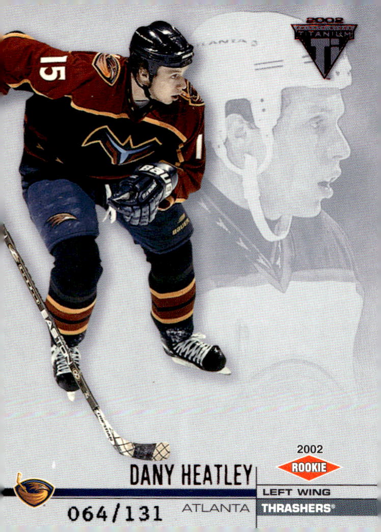 Rookie Retail Red DANY HEATLEY 01-02 Pacific Private Stock Titanium /131 (bílé růžky)