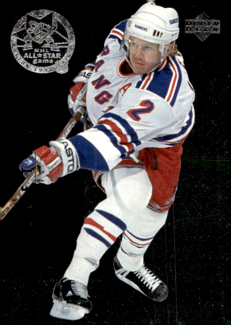 All-Star Game BRIAN LEETCH/NICKLAS LIDSTROM 95-96 Upper Deck (špatný růžek)