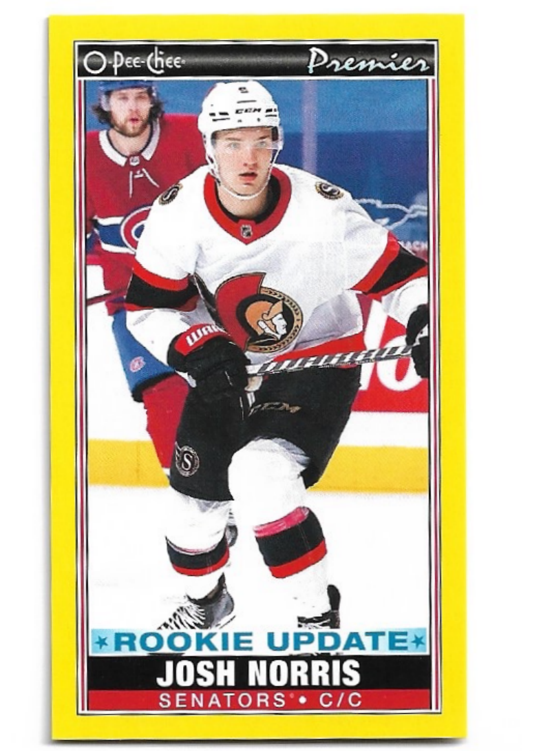 Rookie Update Yellow Border Tallboys Premier JOSH NORRIS 21-22 UD O-Pee-Chee OPC