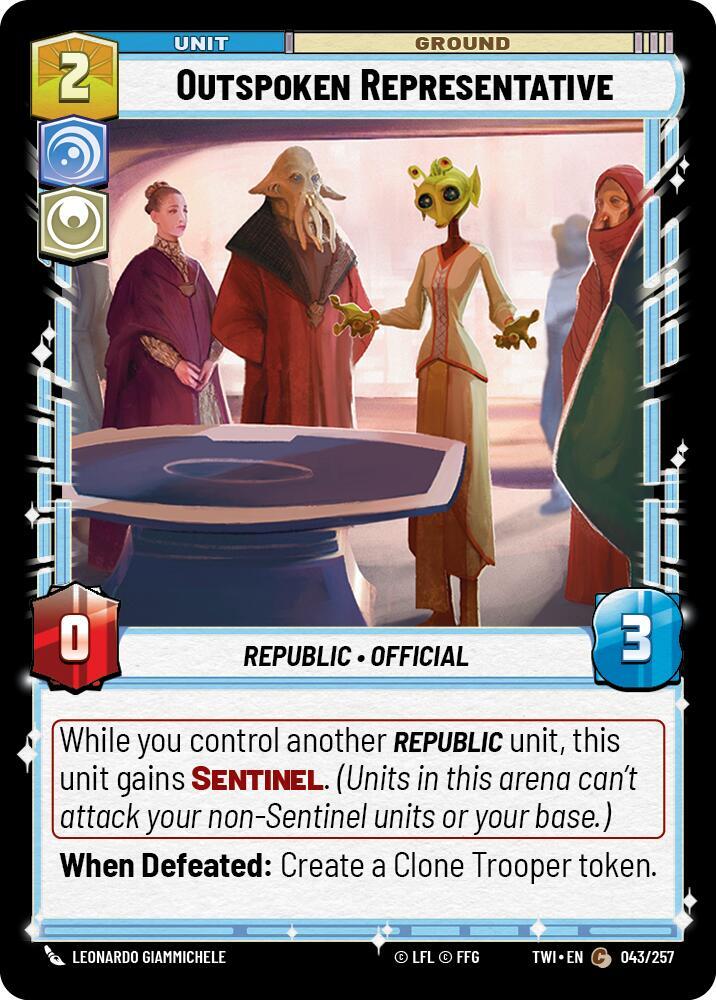 Foil - OUTSPOKEN REPRESENTATIVE - Unlimited Twilight of the Republic