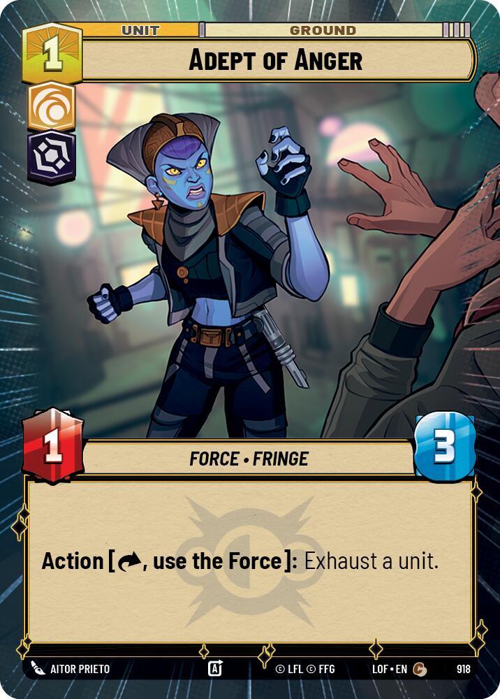 Hyperspace Foil - ADEPT OF ANGER - Unlimited Legends of the Force