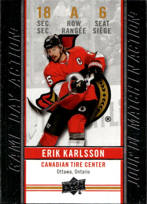 Game Day Action ERIK KARLSSON 18-19 UD Tim Hortons Collector's Series