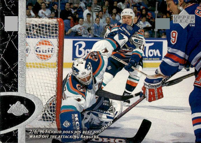 ERIC FICHAUD 96-97 Upper Deck (lehce světlé hrany zezadu)