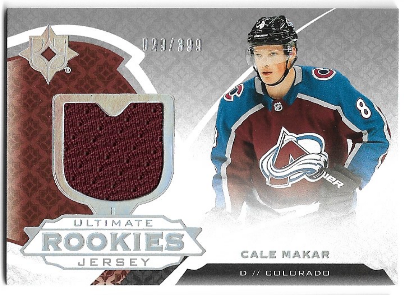 Jersey Ultimate Rookies CALE MAKAR 19-20 UD Ultimate Colection /399